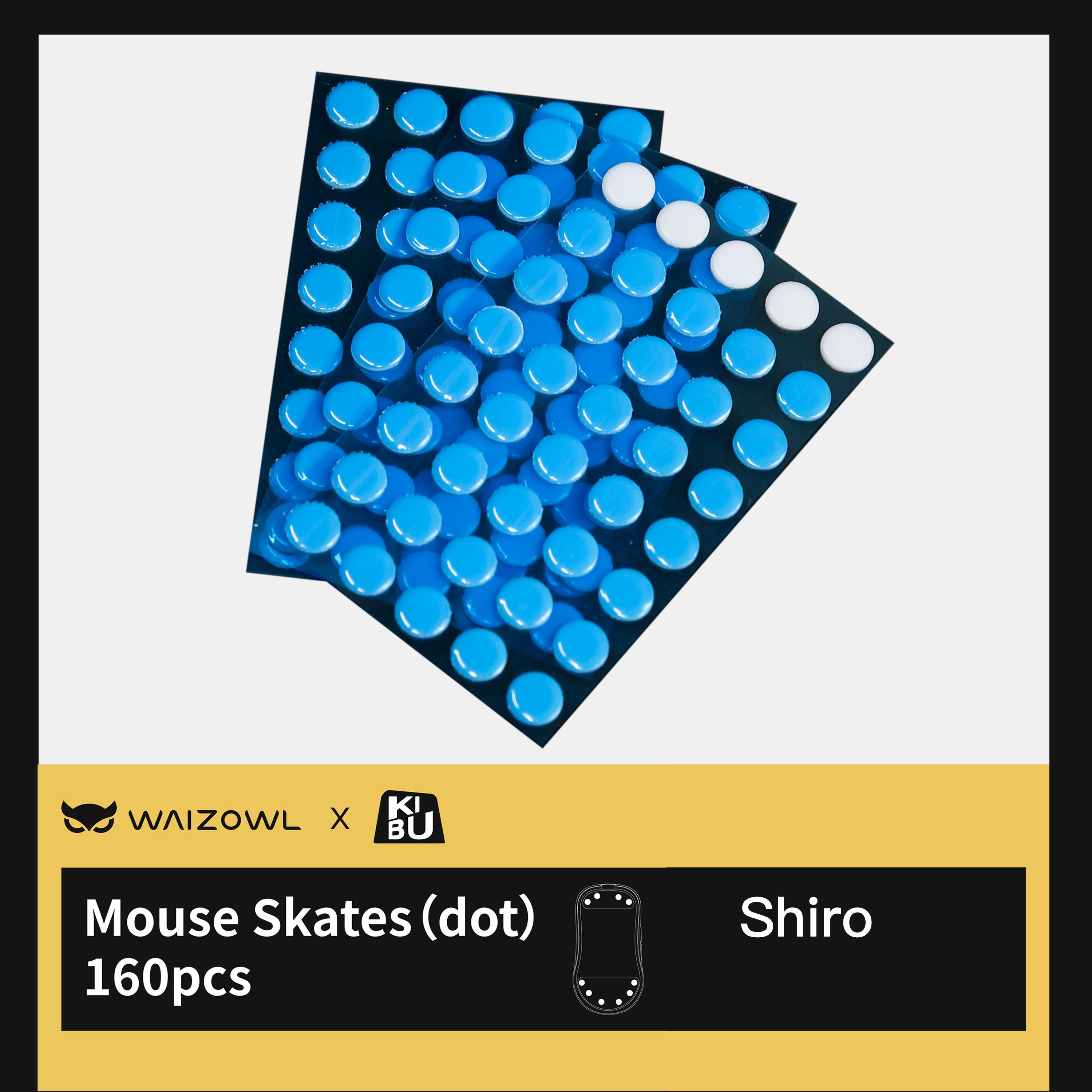 WAIZOWL × KIBU Mouse Skates(DOT) 160PCS【マウス用汎用ソール】