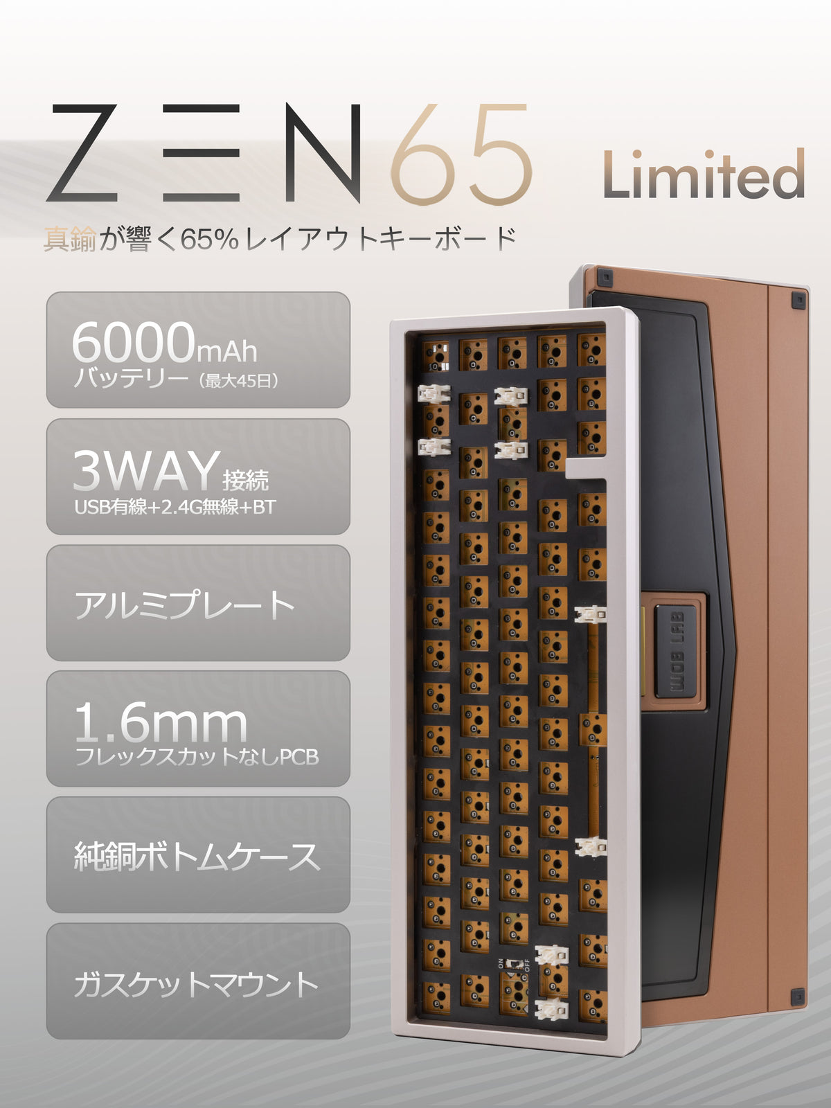 Zen65 Box WOBKEY ZEN 65 Copper 限定キット US英字配列【メカニカルキーボード】