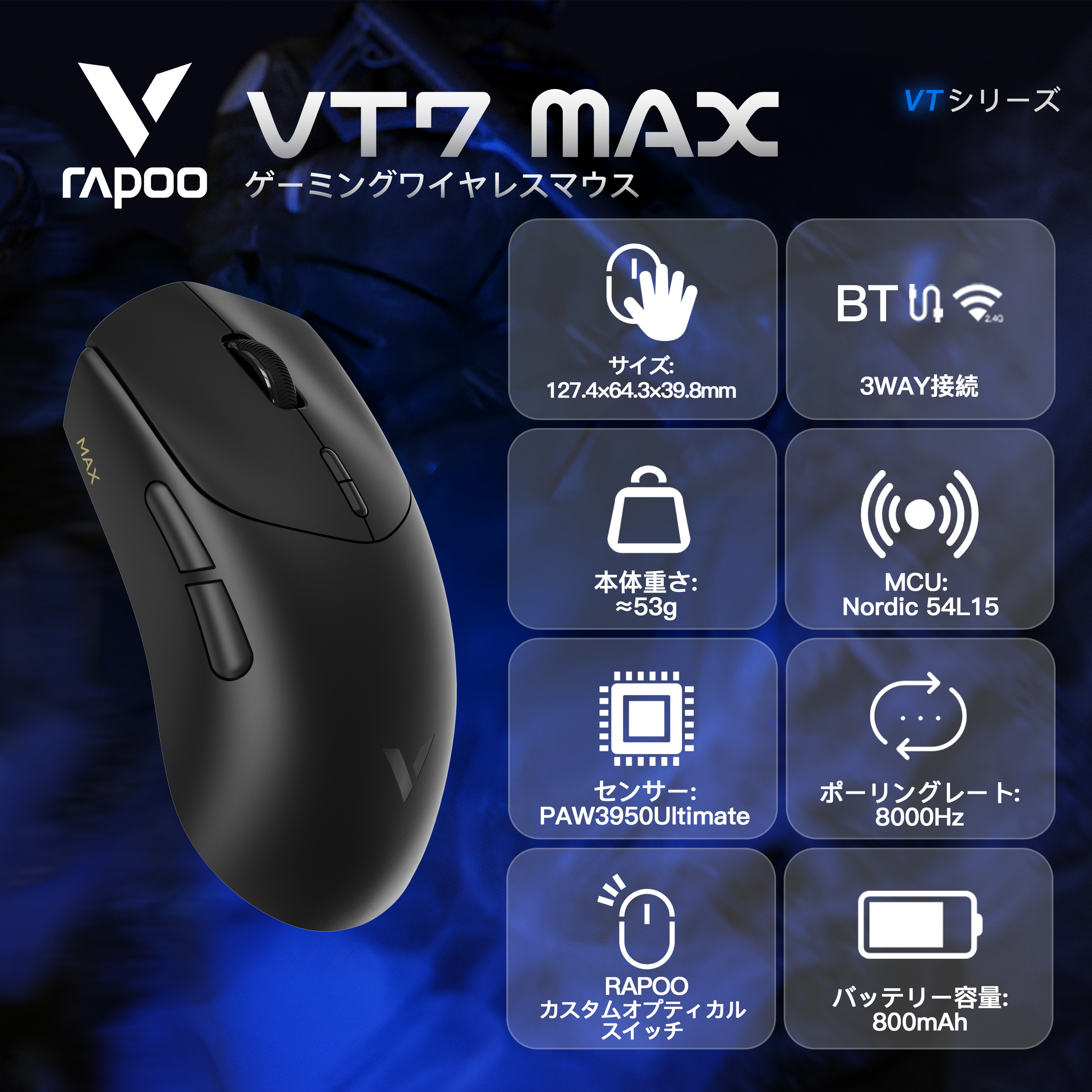 RAPOO VT7 MAX【ゲーミングマウス】
